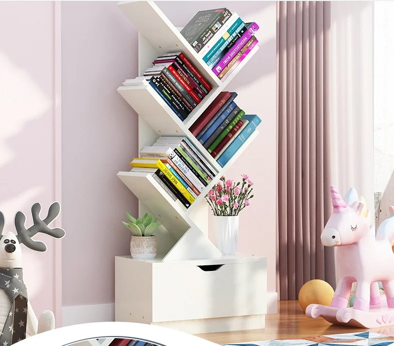 Wholesale Creative Expandable Tree Shaped Bookshelf Wooden Kids Children Book Rack Furniture Sets Bookcase for Kids