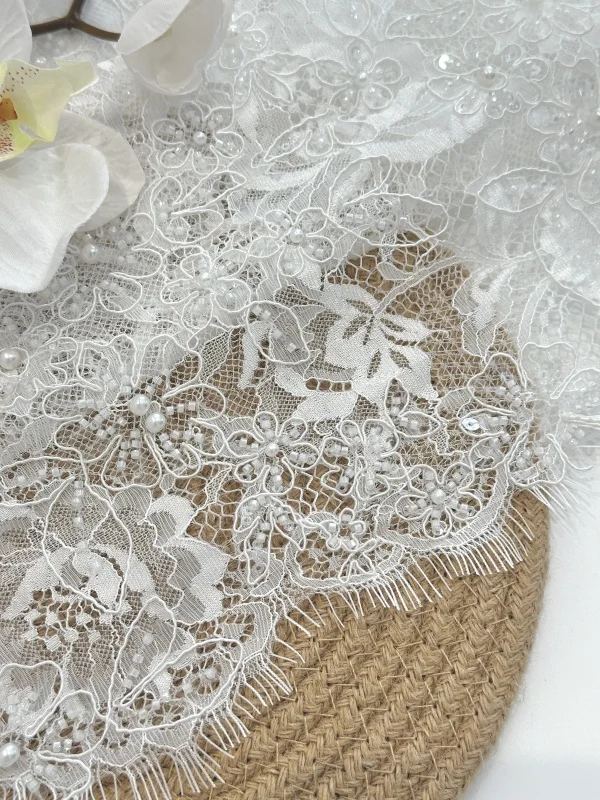 knee length dresses for ladies Leaf Lace Plunge Tulle Illusion Sleeved A-Line Wedding Dress main image 0