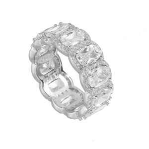 For Certified 925 Sterling Silver Rhodium Plated Oval Cut Lab-grown Diamond Channel Set Full Diamond Wedding Party Ring