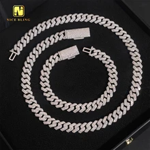 Sale Promotion 10mm Fine Jewelry Iced Out Diamond Cuban Link Chain Hip Hop Jewelry VVS Moissanite Bracelet Necklace for Men