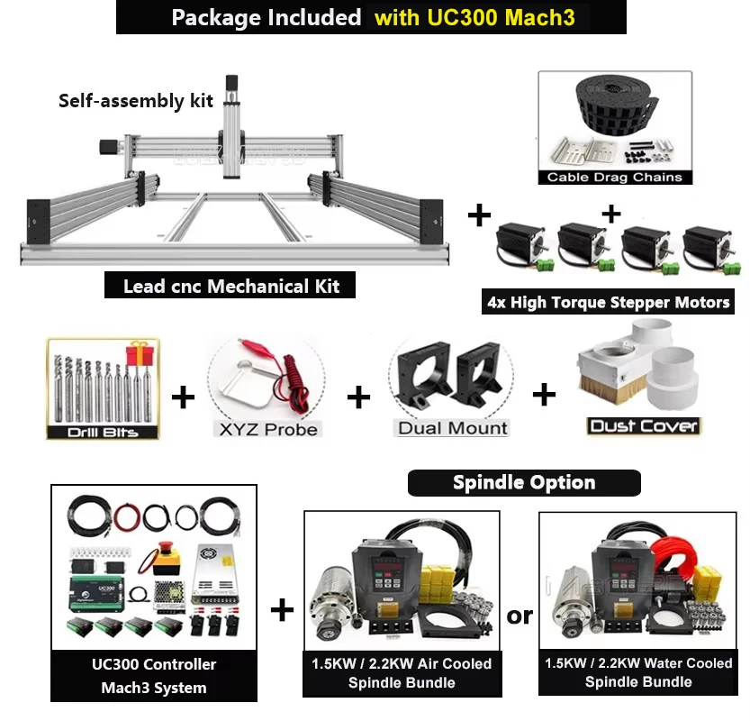 1500x1500mm Lead CNC Router Complete Kit - 4 Axis Precision