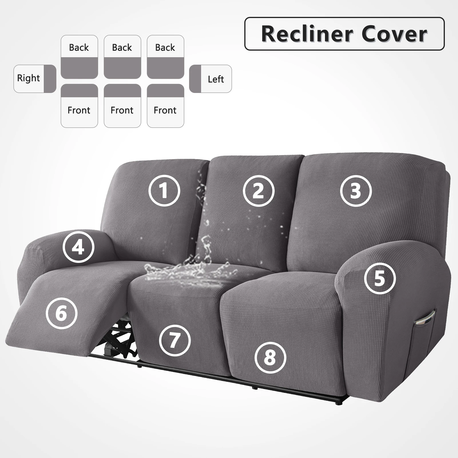 Recliner Sofa Cover Water Repellent Stretch Jacquard Armchair Sofa  Slipcover 1/2/3 Seater Relax Armchair Relax Cover Washable