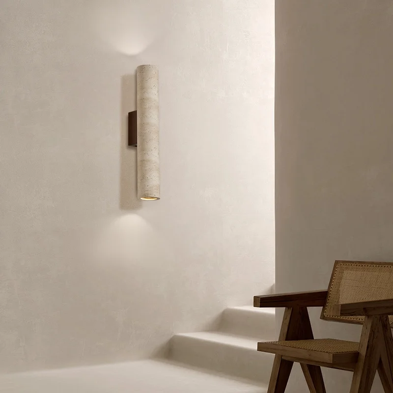 مصباح حائط LED عصري 2024، أنيق وعصري من النحاس، ضوء أبيض دافئ لغرفة النوم وجوار السرير وغرفة المعيشة وممر الدرج مع حجر