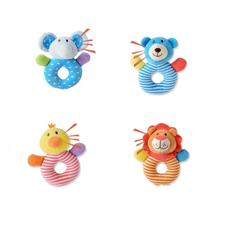 Мягкие погремушки для новорожденных на заказ Мультяшные животные прорезыватель плюшевые детские