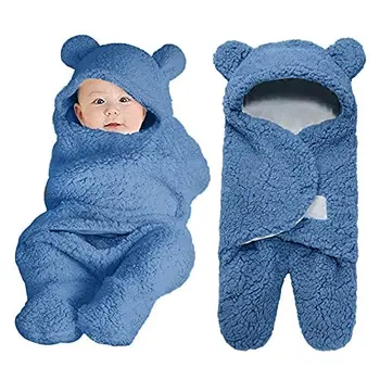 Cute Unisex Newborn Clothes Baby Sleeping Bag Thicken Cotton Blankets Plush Swaddle Blankets