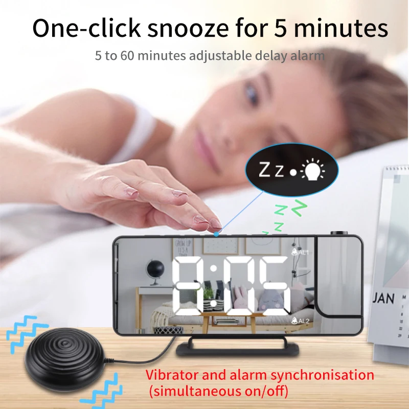 Vibration Alarm Clock Designed for the Deaf Hard of Hearing and Heavy Sleepers with Bedroom