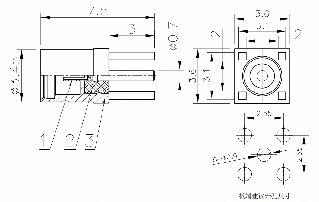 product high performance mmcx ke rf connector straight pcb mount female mmcx connector-3