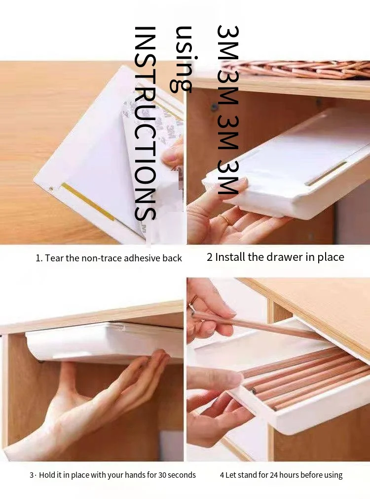 Under the new desk, sticky fixed square office stationery makeup pen drawer storage box storage shelf factory