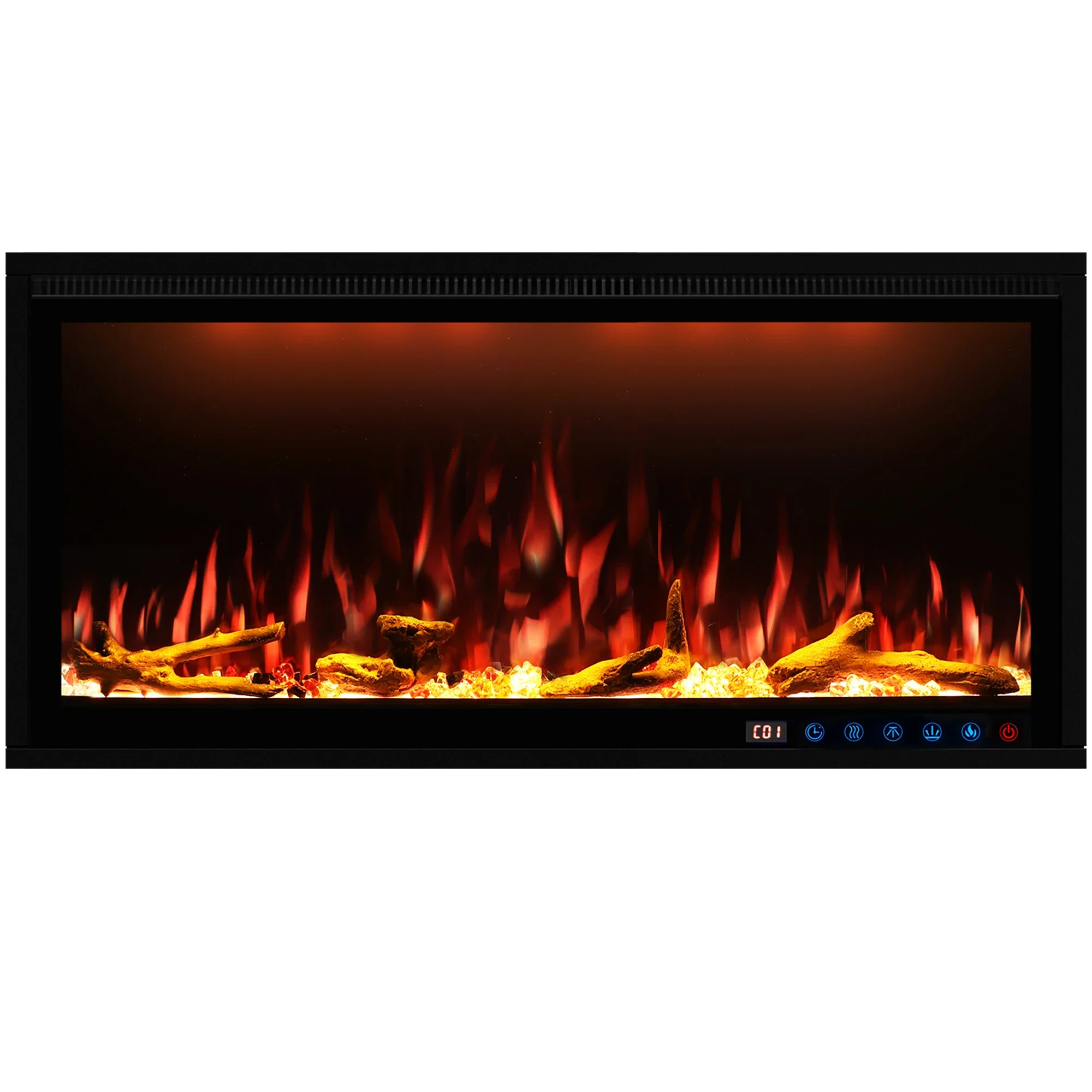 Luxstar 42 Inches Smart Electric Fireplace with APP Control Decor Flame Electric Fireplace Wall Mounted for Sale