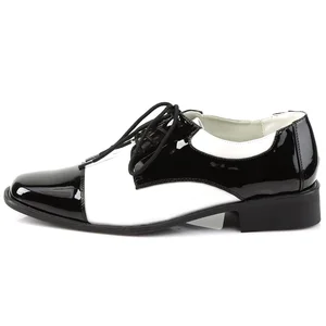 Women Black White Patent Leather Oxford Shoes Low Block Heel Vintage Stage Performance Retro Dating Casual Unique Wholesale