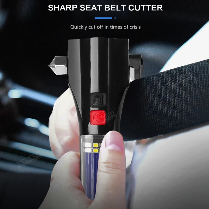 Алюминиевый Перезаряжаемый Фонарик ALLTOP 8 Вт на солнечной батарее со стеклянным молотком, резак для ремня безопасности