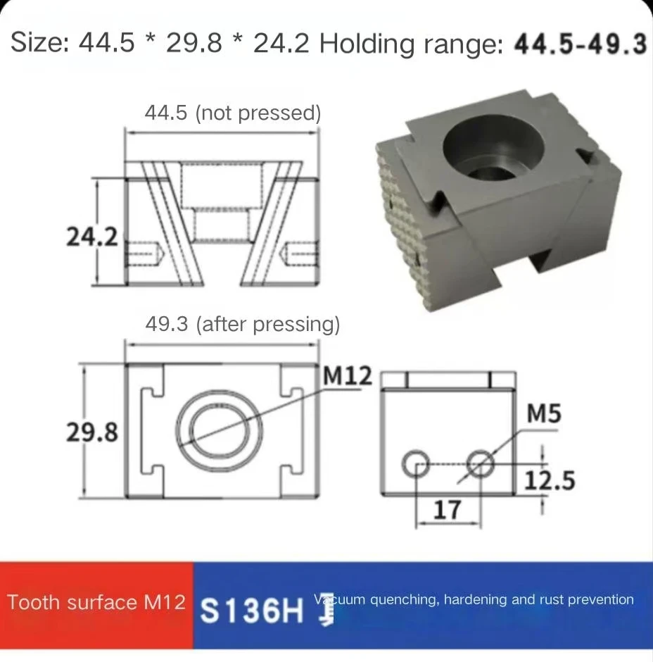 Ok Fixture Clamp Wedge CNC Industrial Machining Tooth Surface Jaws MINI OK Wedge Clamps Precision Modular Single Vise M8 M10 M12