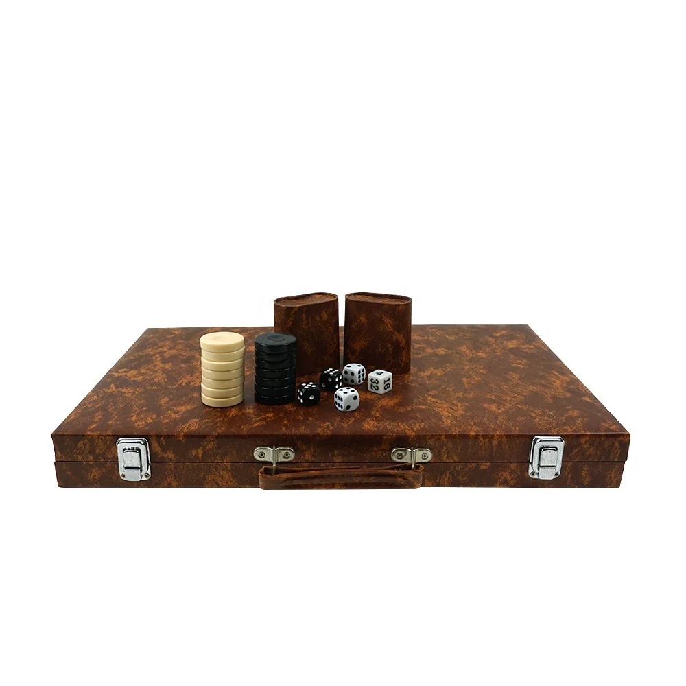 Factory Professional Backgammon Game Set 1.45inch Backgammon Pieces 18 Inch Travel Leather Board Box Set for Funny Games