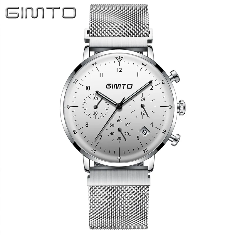Gimto 245 Fashion Black Man Quartz Watch Exclusive Mesh Band 3 Dials  Chronograph Rohs Casual Reloj Watch - Buy Fashion Black Man Quartz  Watch,Mesh 