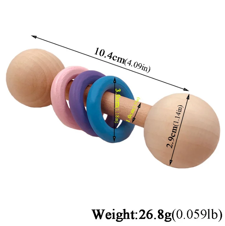 Развивающие игрушки YDS, деревянные погремушки из бука для безопасности детей, деревянное кольцо для прорезывания зубов