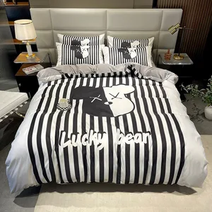 Hot Bedding Imported Cheap Size Custom Active Printing Silk Hydrocotton Four-piece Quilts