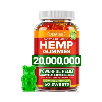 Private Label Custom Natural Hemp Gummies High Potency Relieve Stress Soothing Mood Hemp Oil Extract Bear Gummy