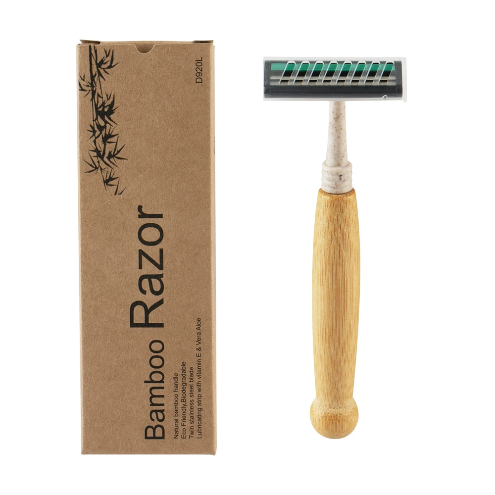 Bamboo Handle Razor Wheat Straw Twin Blade Razor For Hotel Shaving Eco