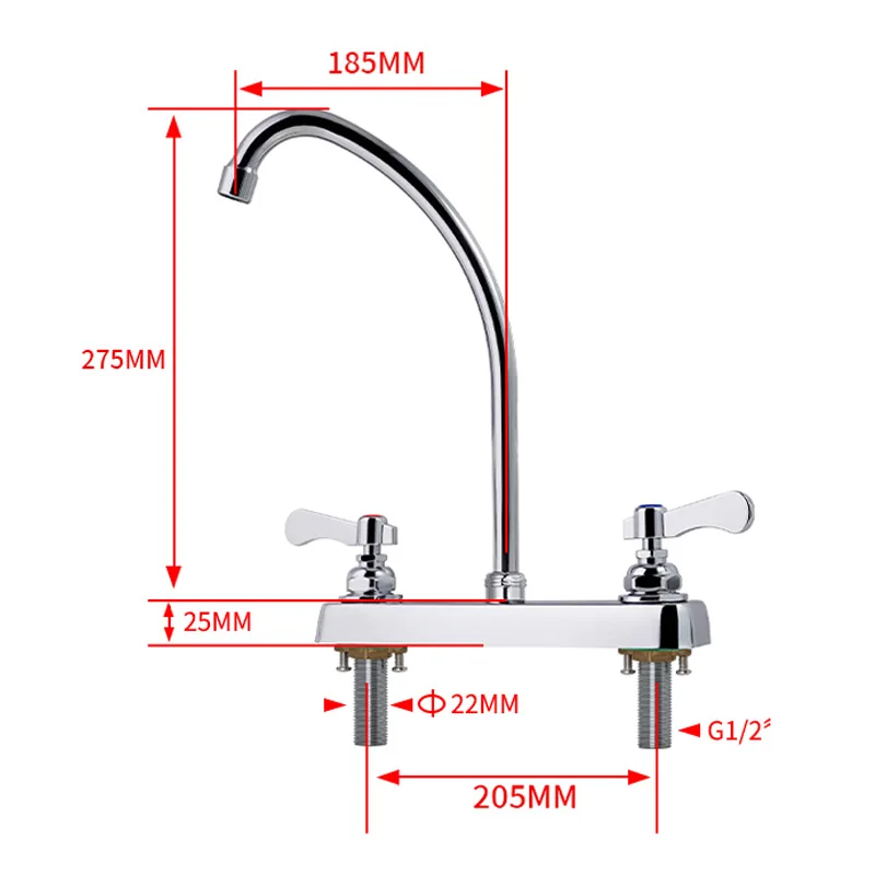 High Quality Commercial Basin Sink Tap Dual Hole Modern 304 Stainless Steel Faucet Taps Kitchen Faucets for Kitchen Faucets factory