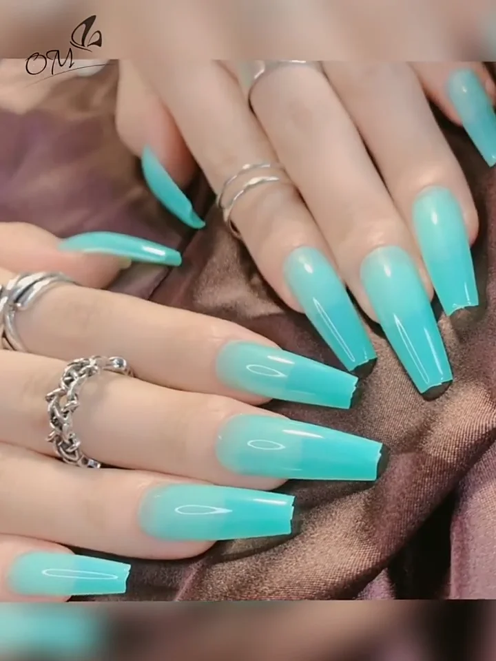 Long Clear Acrylic Coffin Shaped Ballerina Full Cover Coffin Nails Trendy Press On Nails