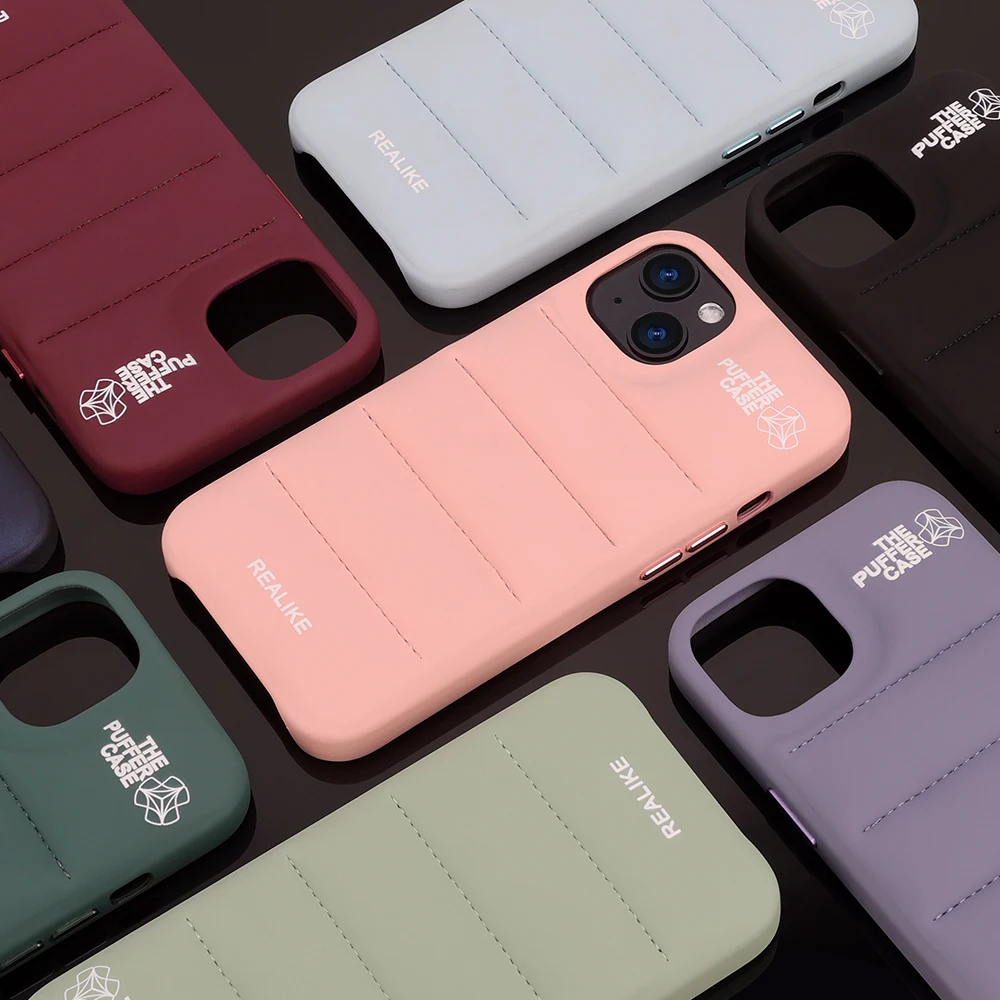 The Puffer Phone case Down Jacket OEM Puffer Cotton Down Jacket Phone Cover for iPhone 11 12 13 14 with Metallic Key