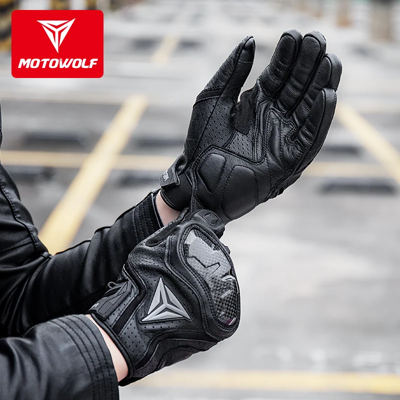 MOTOWOLF дышащие перчатки для езды на мотоцикле с сенсорным экраном велосипедные кожаные перчатки мотоциклетные гоночные перчатки