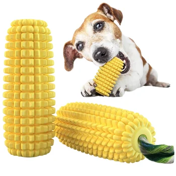 Factory Wholesale Eco-Friendly Dog Chew Toy Corn Shape Toothbrush Teeth Grinding Stick Made of Rubber for Pets Pet Products