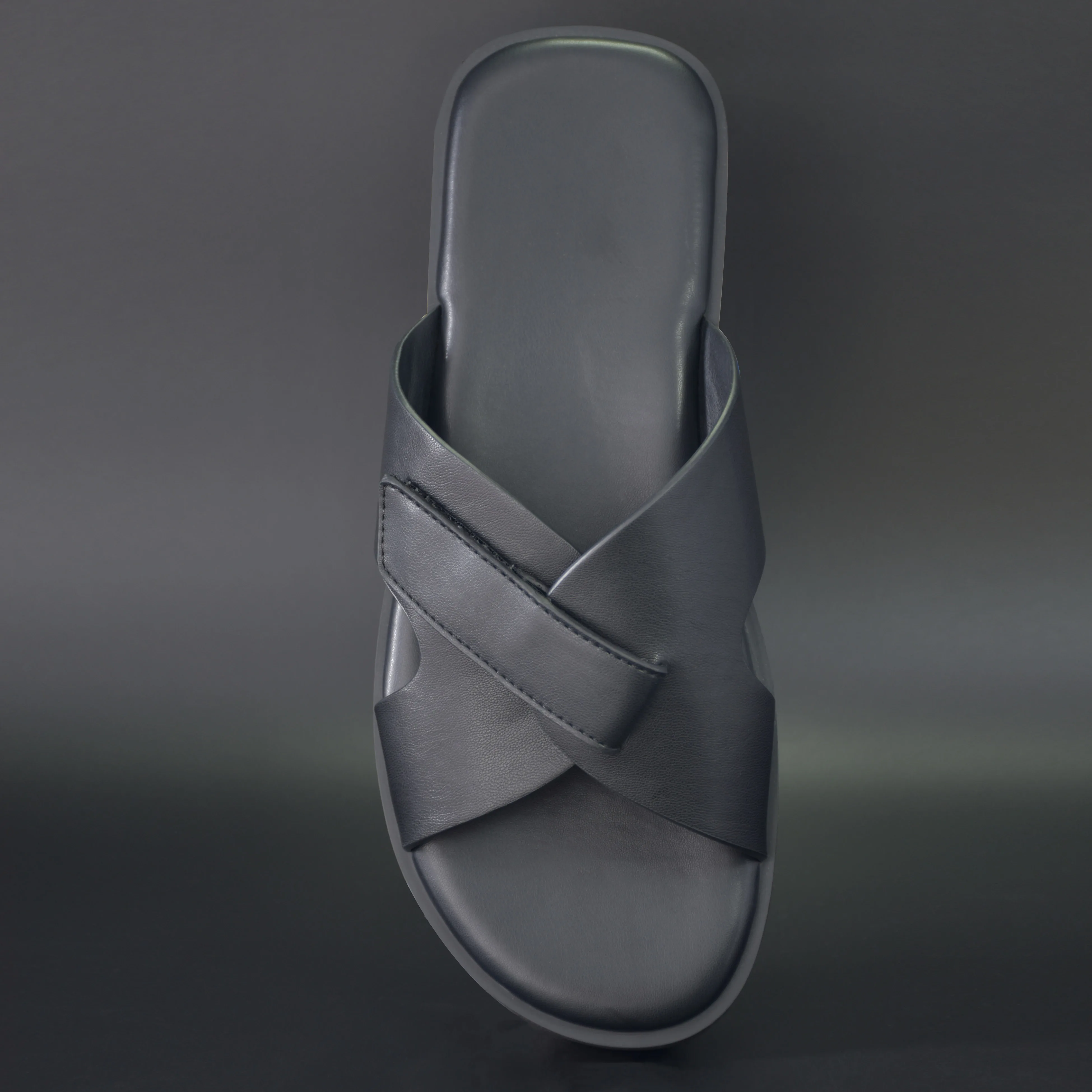 YIHE MS-003  Men's Genuine Leather Slides Sandals Original Quality Rubber EVA Sole Platform Style Soft PU Insole for Beach Use