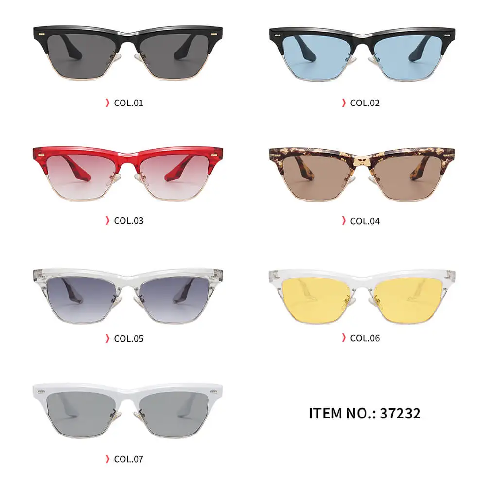 Retro Half-Rimless Cat Eye Sunglasses by Superhot