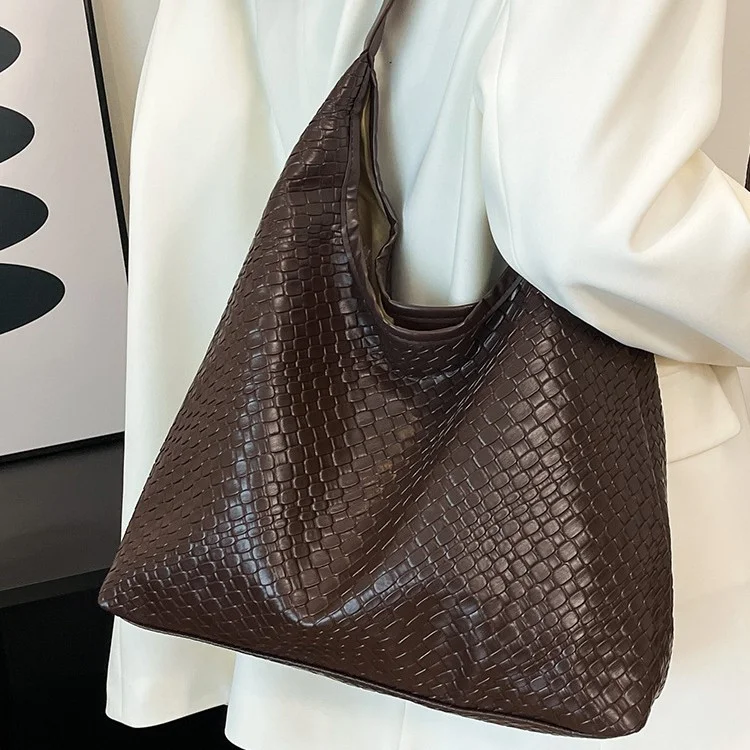 Embossed Pu Leather Big Capacity Women Tote Handbags with Hasps Closure