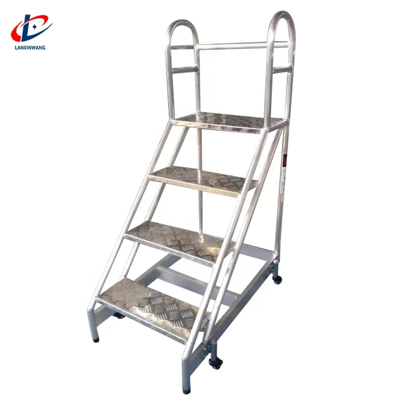 Подгонянный промышленный алюминиевый сплав стальной прокатный шага платформы подвижный восхождение склад лестницы грузовик для алюминиевого сплава алюминиевая верхняя консервная