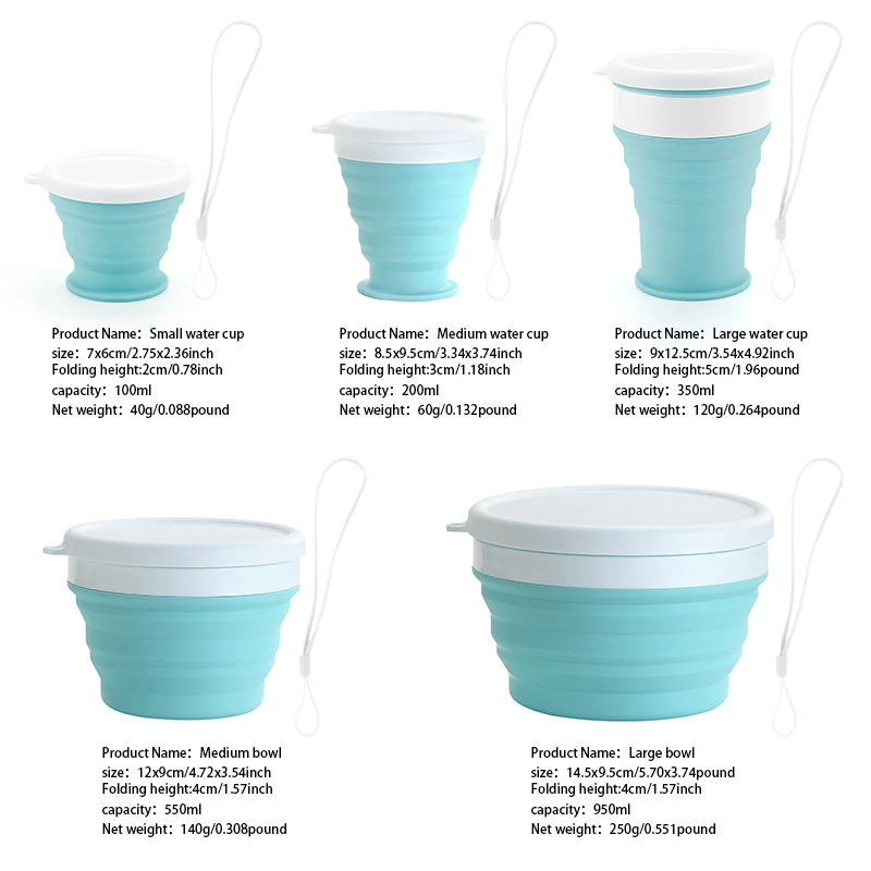 Outdoor Travel Silicone Folding Bowl Portable Food Storage Container