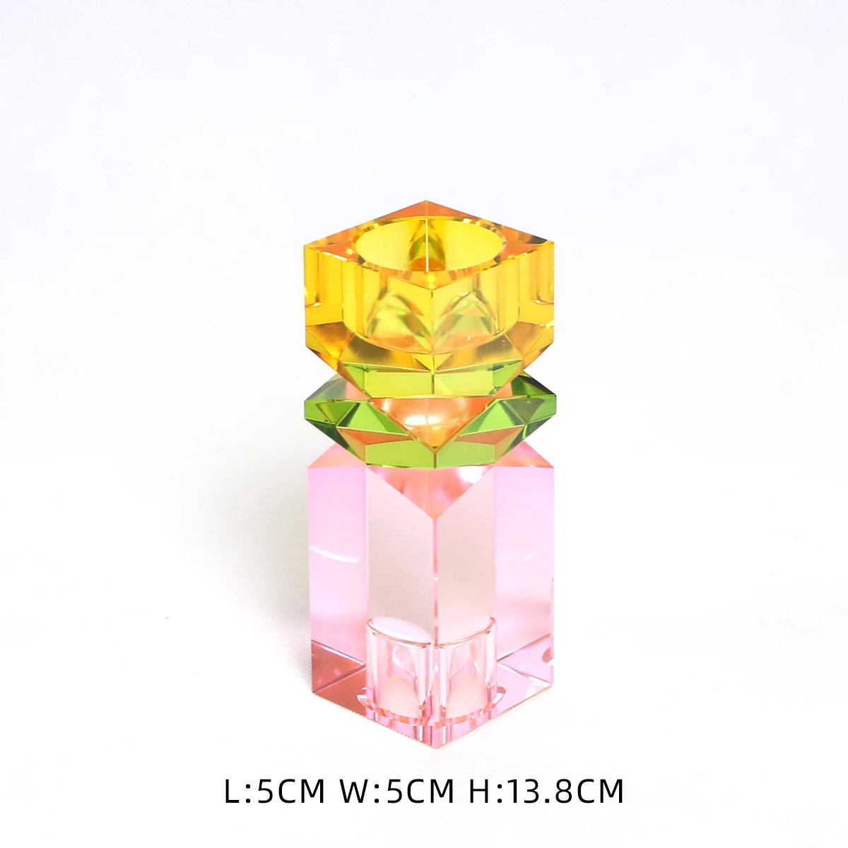 Colored Square Glass Taper Candle Holders for Table Centerpiece Decorative Crystal Candle Stick Holder Sets details