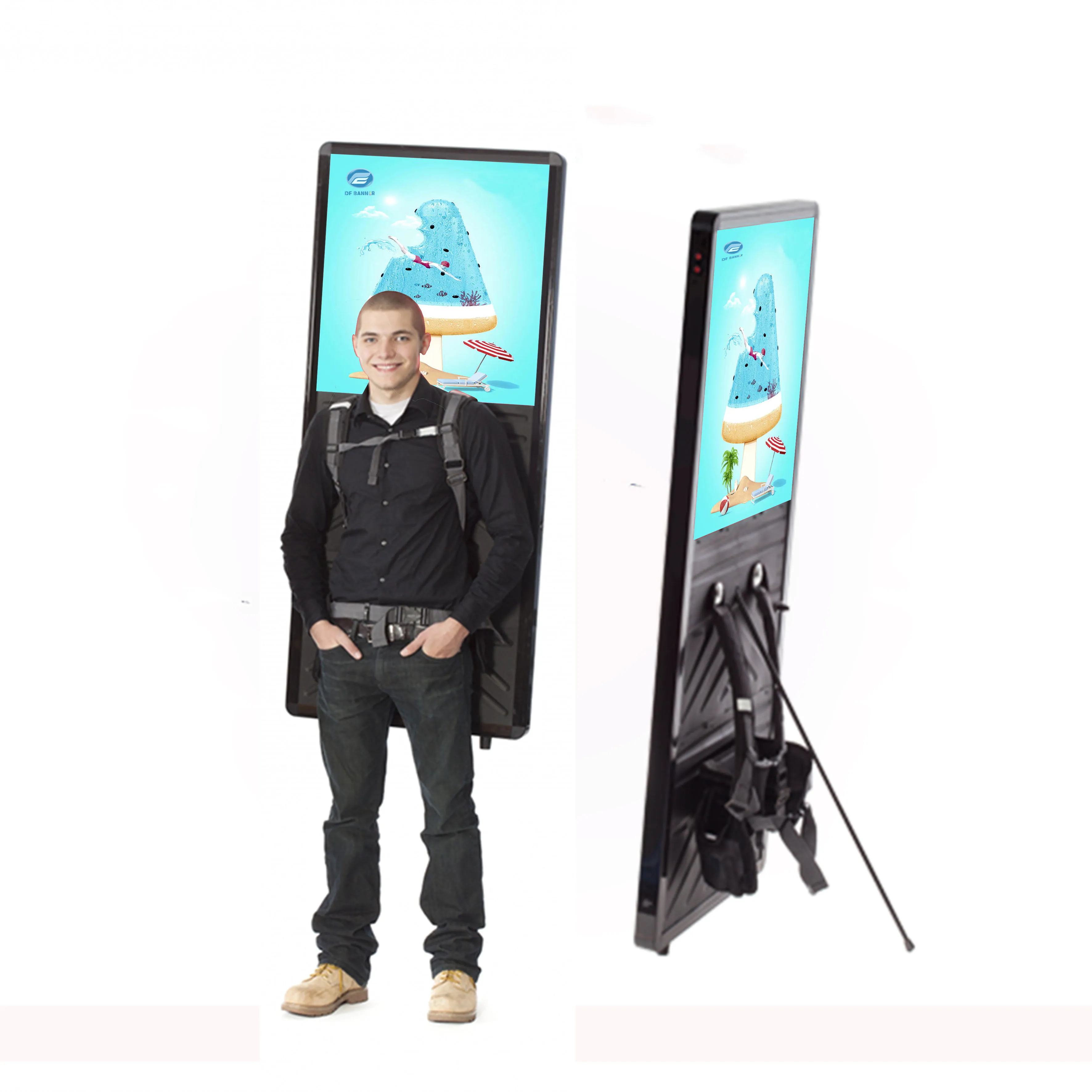 LED Light Box Backpack Billboard LED Words Scrolling Screen High Resolution LCD Backpack Billboard Display