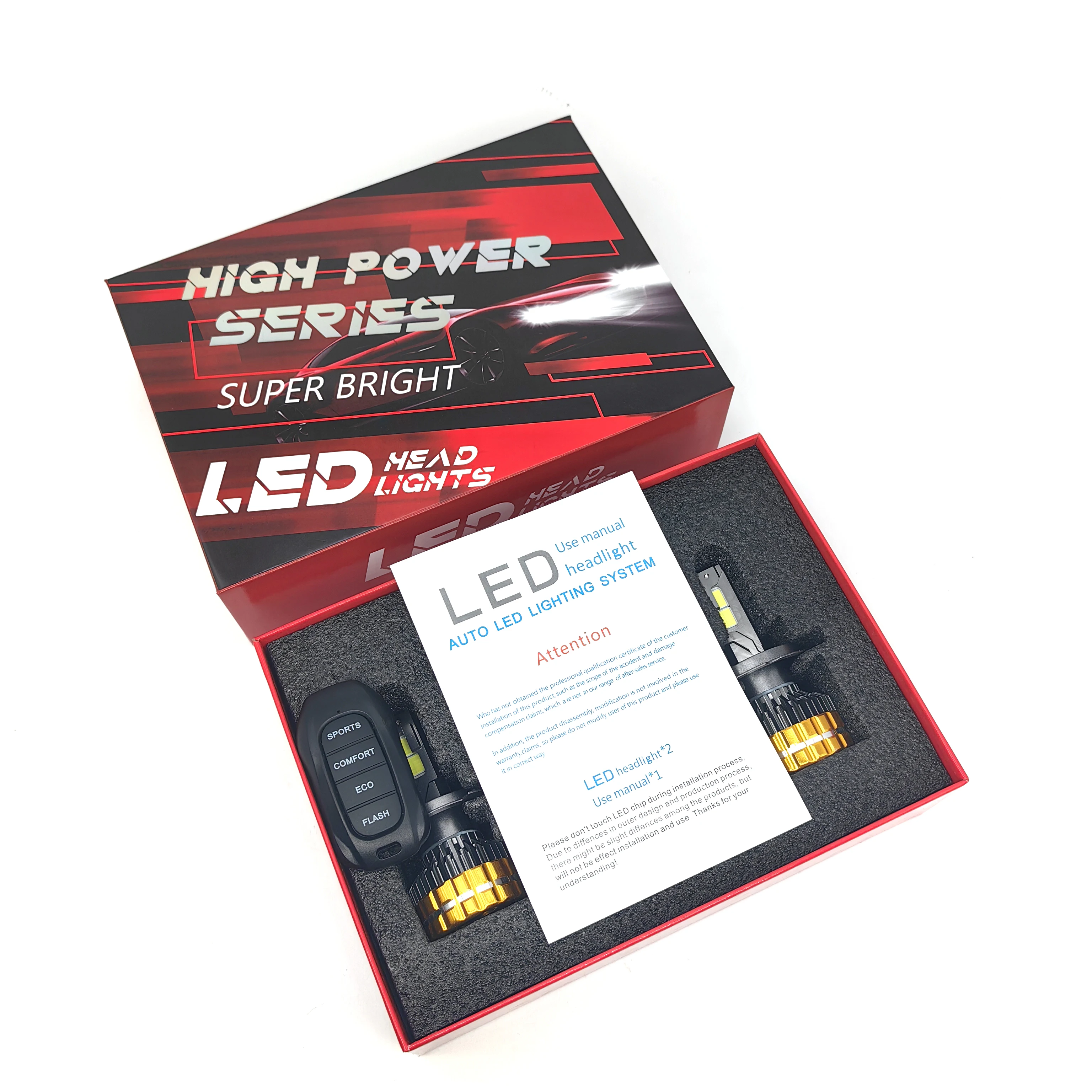 Remote Control Power Change Four Cooper Tubes Led Headlight Bulb H7 K300 H4 Led 9006 and 9005 Headlight Bulbs for Cars