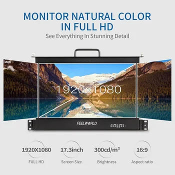 FEELWORLD SC173-HSD-56 OEM/ODM 17.3" 1RU Full HD Rack Mount Pull Out Monitor with Boot Screen Custom for Broadcasting detail image