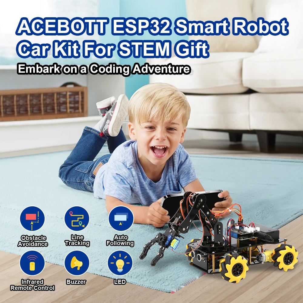 ACEBOTT NEW Stem Education Robot Car Set Coding Kid DIY Toy With ...