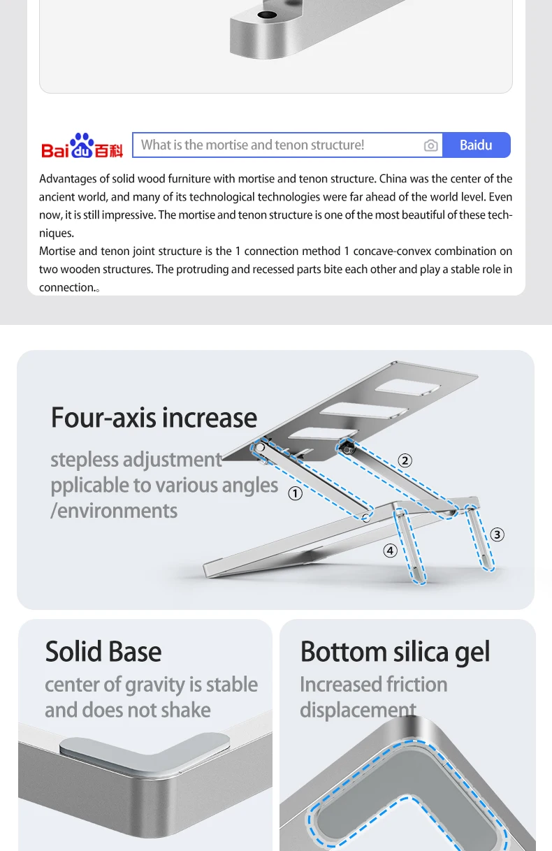 Adjustable aluminum alloy laptop stand portable foldable laptop holder riser metal notebook table support with multi-size laptop