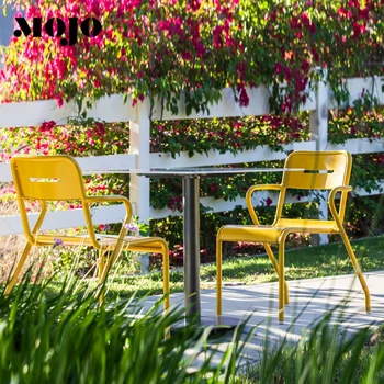 French Outdoor Restaurant metal chair supplier aluminium frame chair Furniture Garden Dining Rattan Bistro rattan dining chair