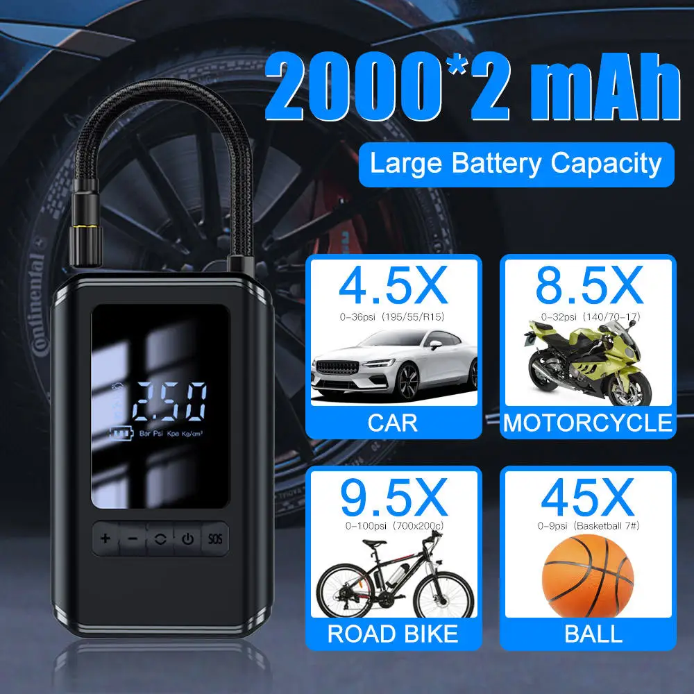 Portable Digital Display Abs Tire Inflator Electric Car Air Pump Tire Inflator Pump for Car Bike Motorcycle Ball - view 5