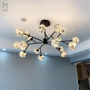 Nordic Brass Modern Design Decorative Bubble Glass All Hanging Living Room Led Chandelier