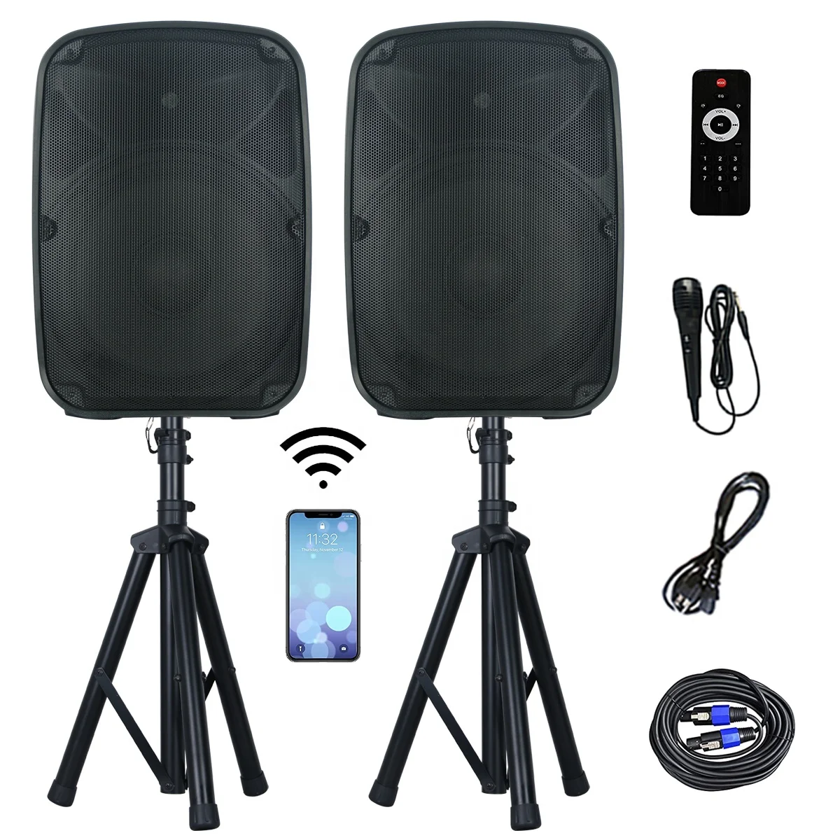 Oem Professional Audio 1000w Combo 2x15" Wireless Karaoke Sets Pa Speaker System Sound Box