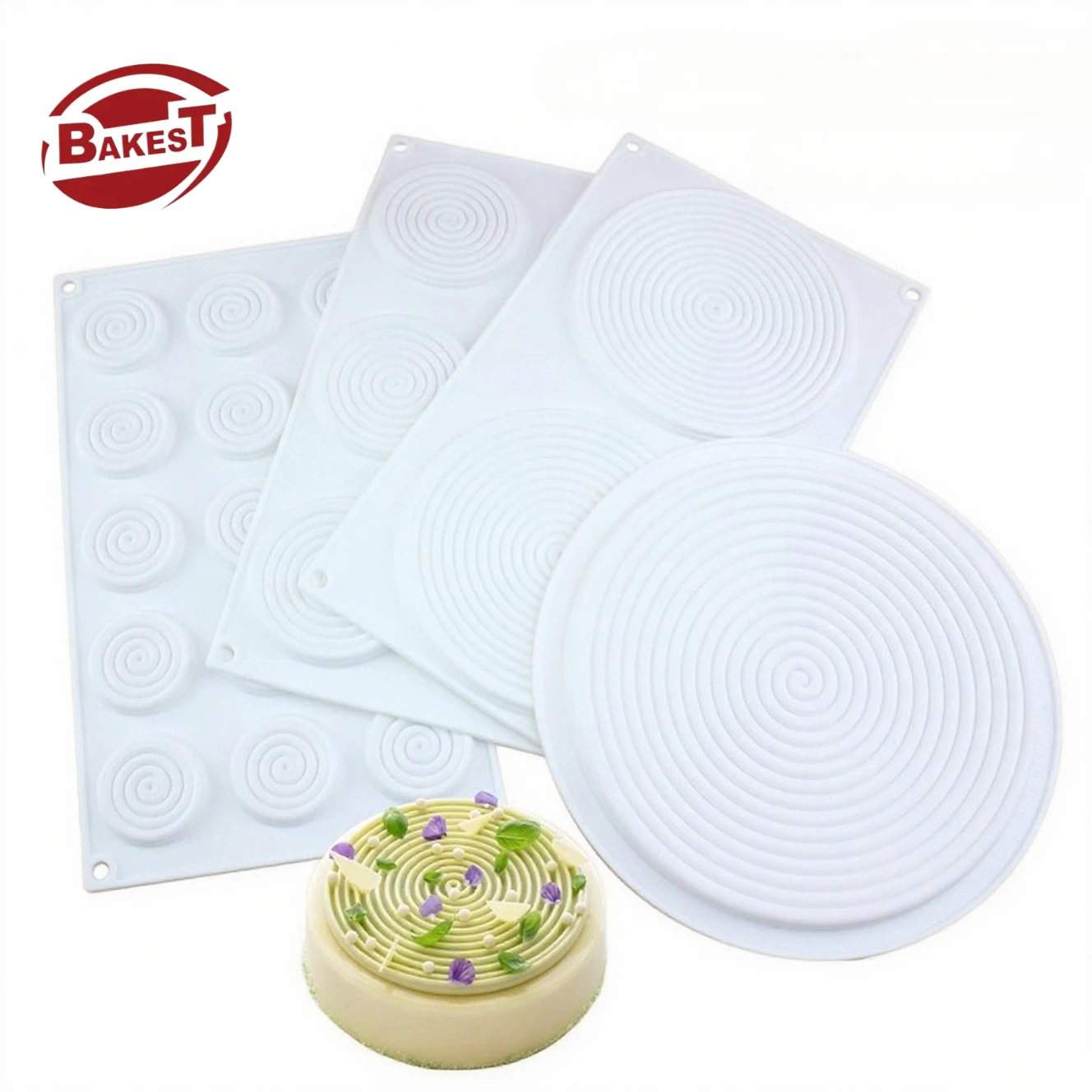 Round DIY Chocolate Decorated Cake Fondant Silicone Mold Rainbow Ring Mosquito Coil for Baking Boxed DIY Mousse Cake Mold