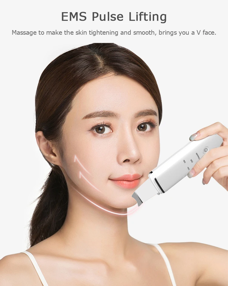 Ultrasonic Ion Therapy Face Skin Scrubber Facial Cleaner Cleansing