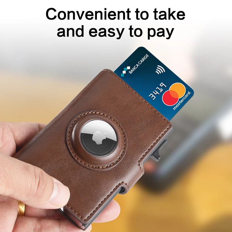 Smart PU Material New  Pop-up Wallet Big Capacity RFID Blocking Protects Brown Credit Card Wallet for Man