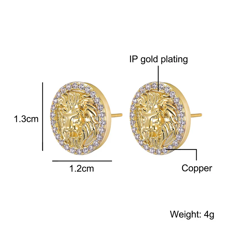 Orecchini Hip Hop Chiusura A Vite Orecchini A Perno Uomo 14k Gold Plated - Forma Aquilone, Cz 8mm, Stile Hip Hop Orecchini Da Uomo 8mm Newagebling - Foto 3