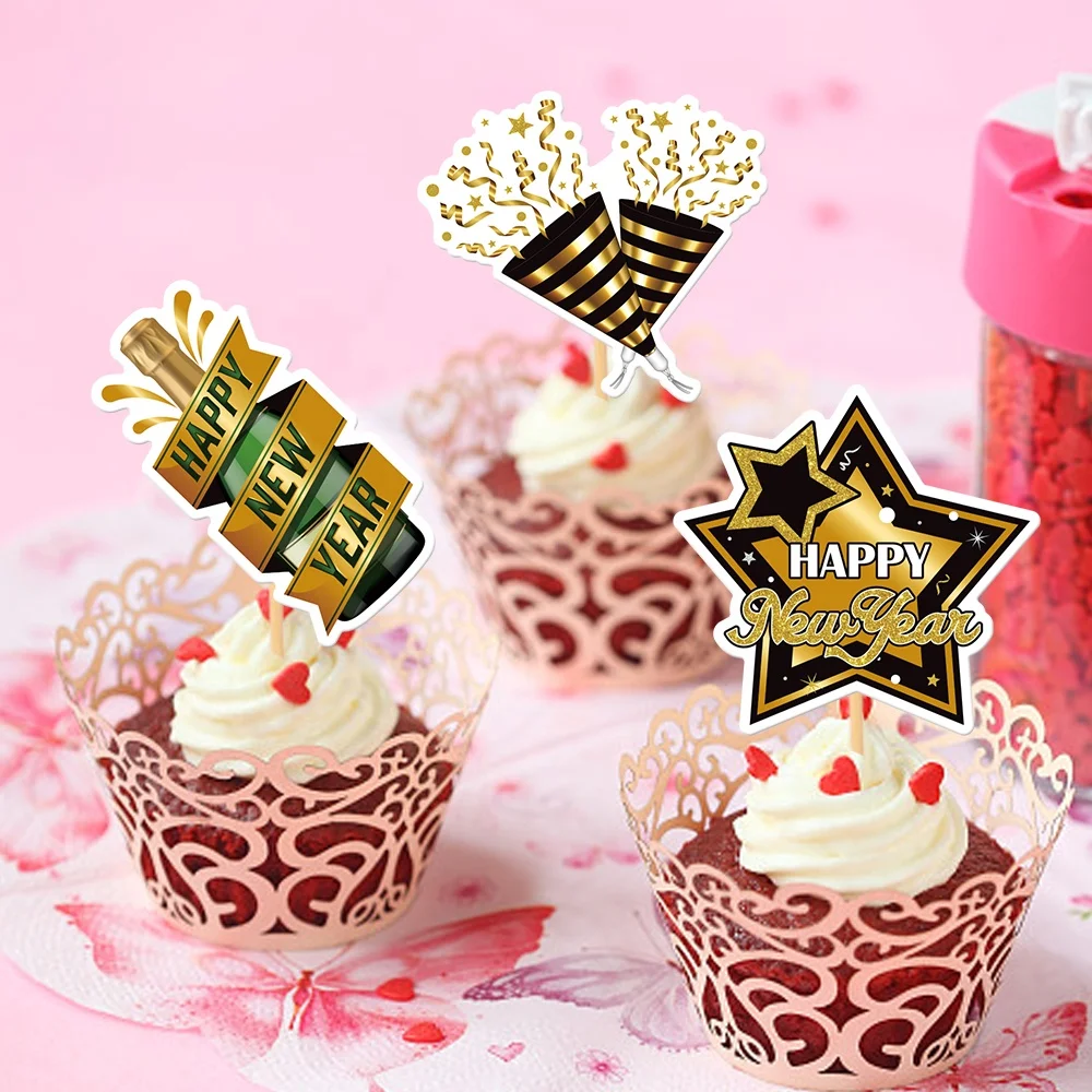 happy new year 2024 cupcake picks