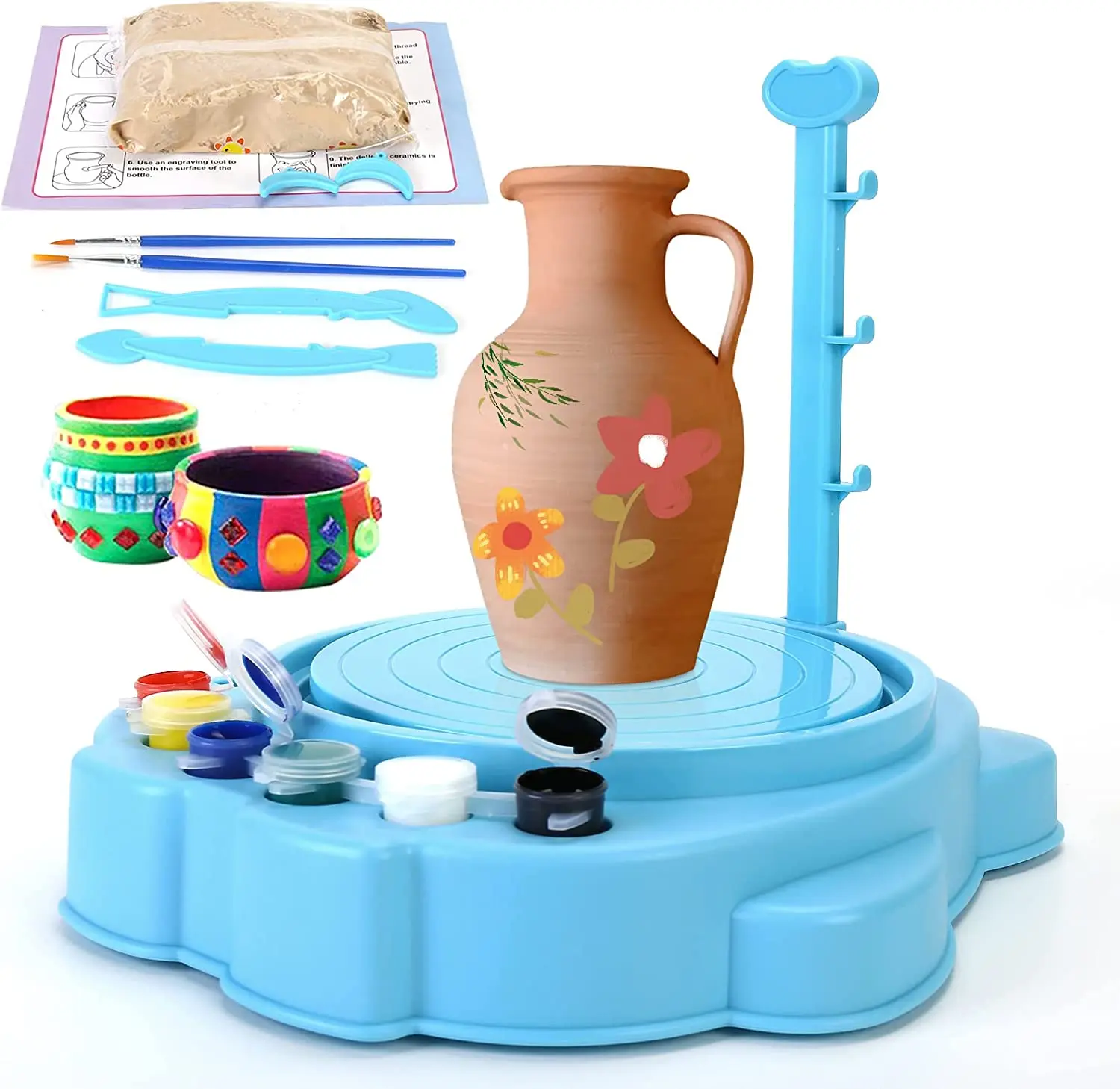 Factory Customized Kids Diy Pottery Wheel Pottery Studio Kit With 2lbs