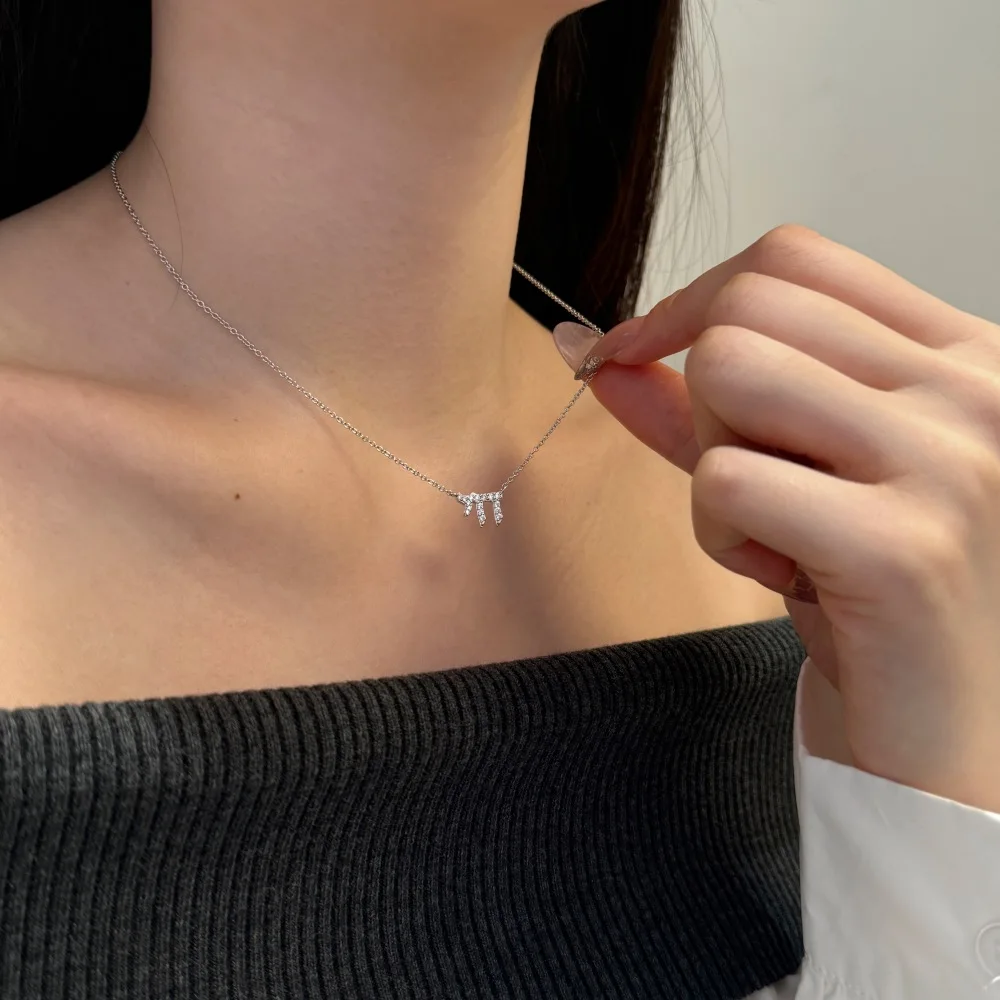 KAKODIY Unique Design Jewelry for Women 925 Sterling Silver Chain Mathematical Symbol M Letter 5A Cubic Zirconia Women's Pendant Necklace detail 7