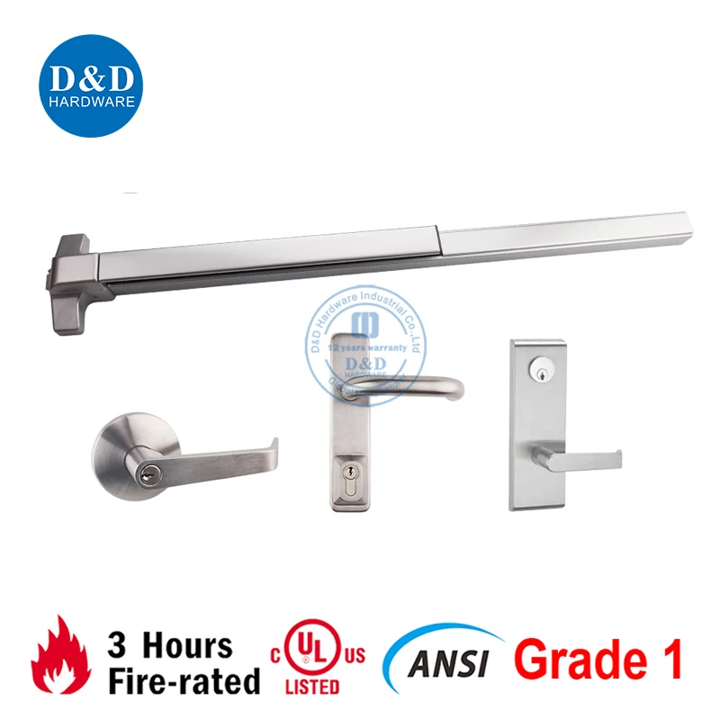 SS304 UL10C Fire Rated Security Touch Bar Rim Type Exit Device Push Bar Panic Exit Device Bar